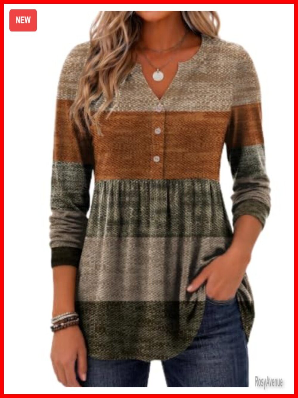 Zeagoo Long Sleeve Henley V Neck Pleated Blouse Stretch Teacher Top